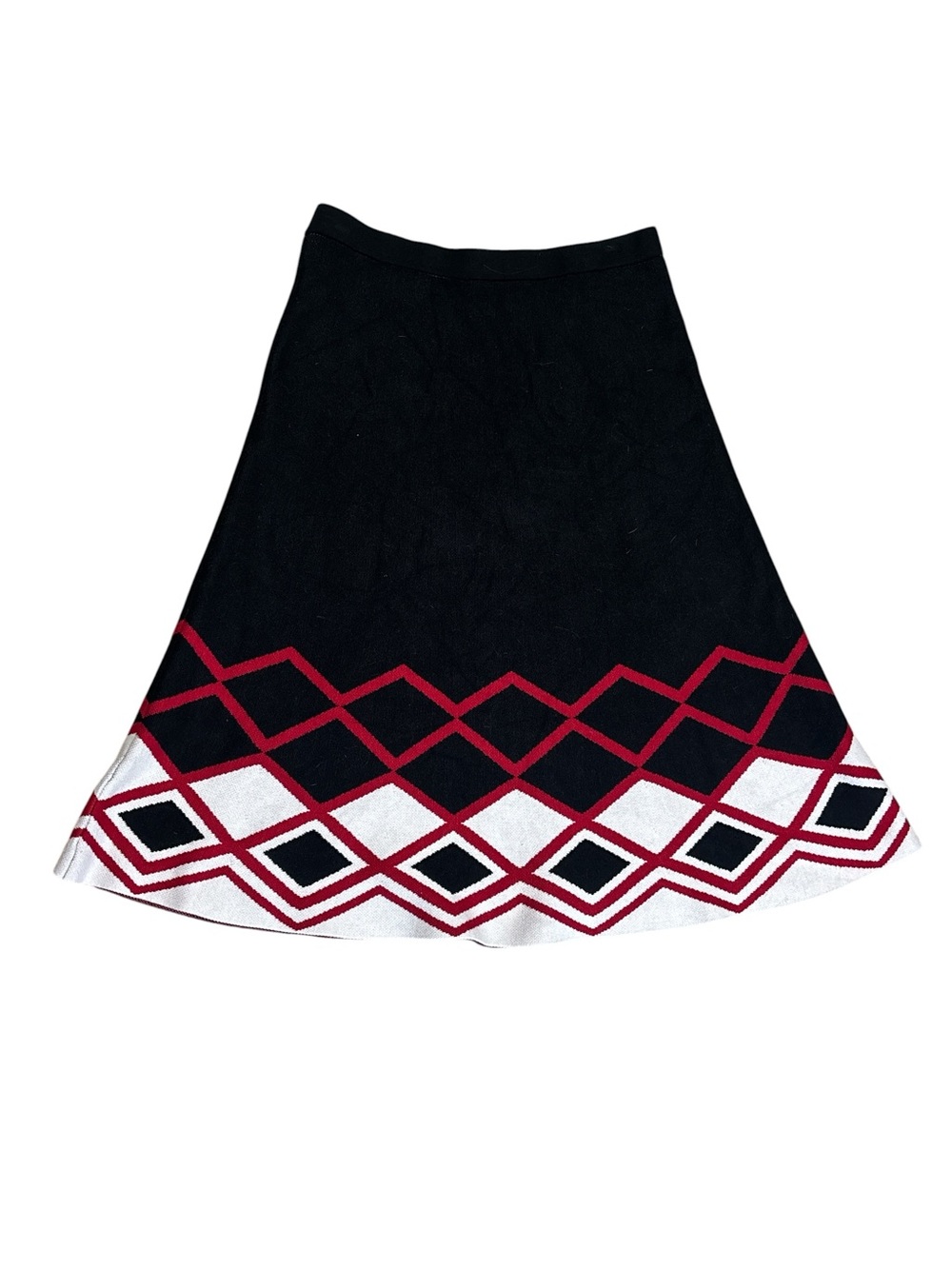 NYCC Black A-Line Skirt with Red & White Geo Border